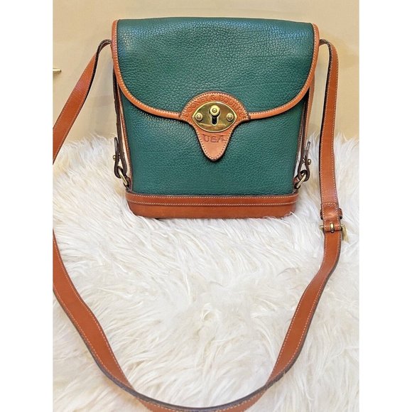 Dooney & Bourke Handbags - VINTAGE DOONEY BOURKE KELLY GREEN CALVARY LEATHER SPECTATOR CROSSBODY BAG